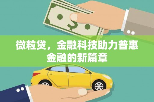 中山微粒贷，金融科技助力普惠金融的新篇章