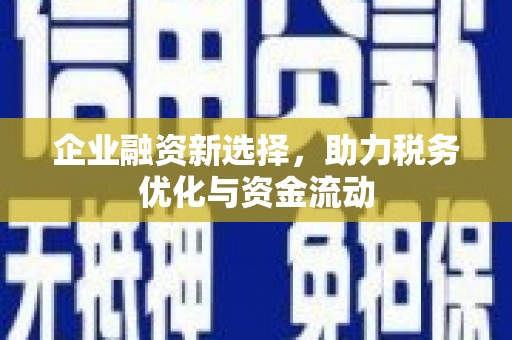 中山企业融资新选择，助力税务优化与资金流动