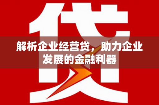 中山解析企业经营贷，助力企业发展的金融利器