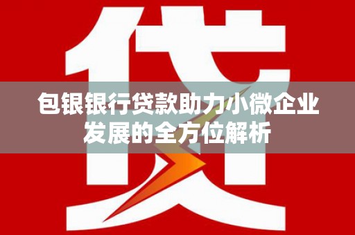 中山包银银行贷款助力小微企业发展的全方位解析