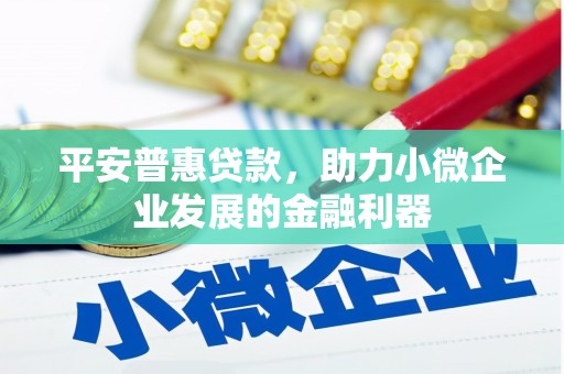 中山平安普惠贷款，助力小微企业发展的金融利器