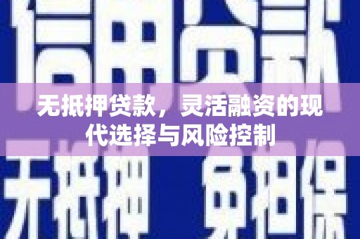 中山无抵押贷款，灵活融资的现代选择与风险控制